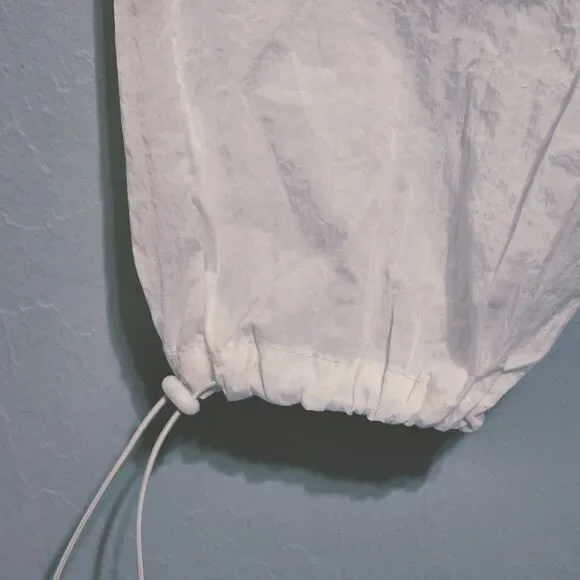 New Faded Rose Nylon Cargo Pants Parachute Style Women's Size XL Cordlock White - Picture 5 of 11